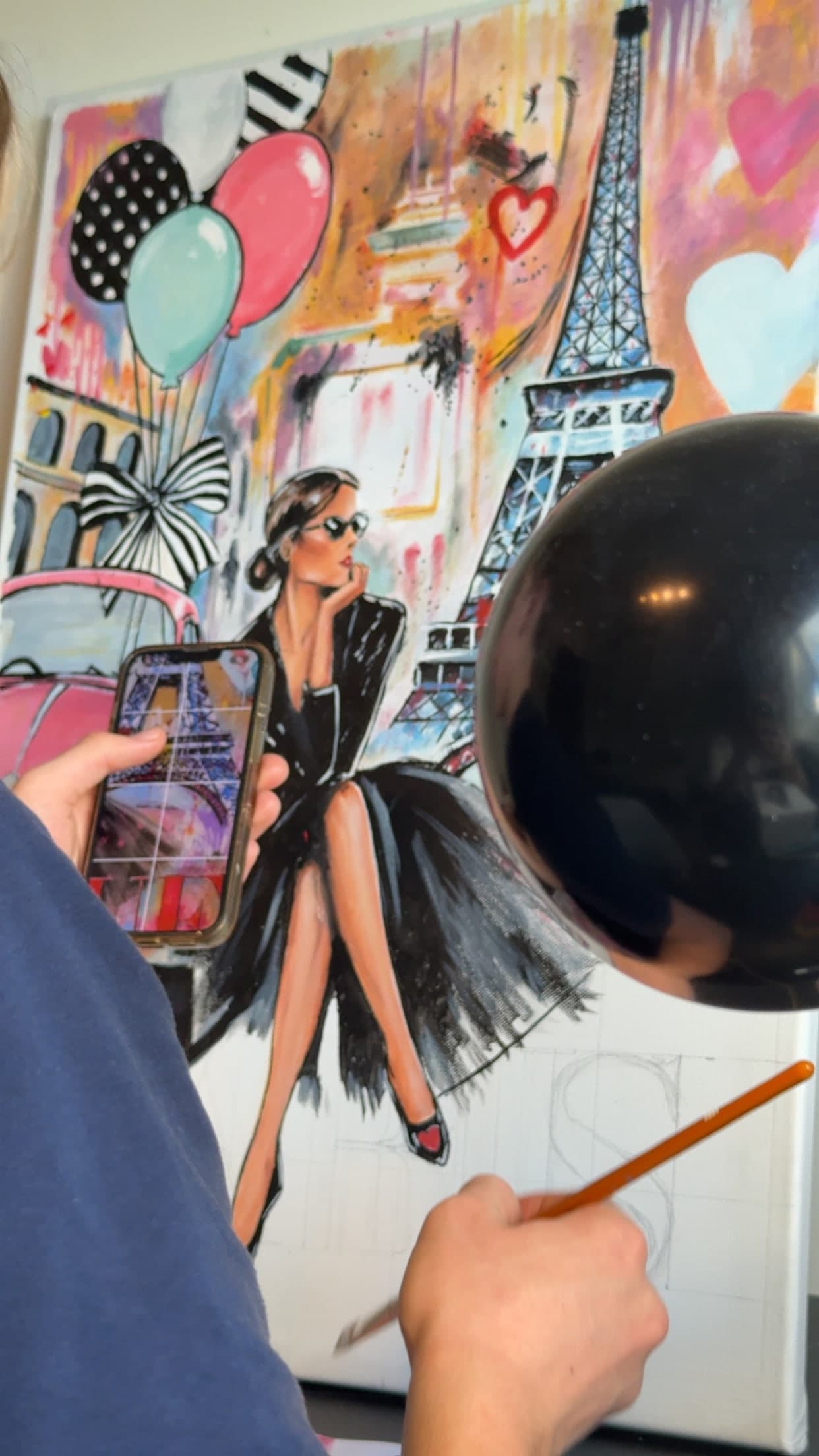 Carl Vant adding the final details to Midnight Paris in his studio