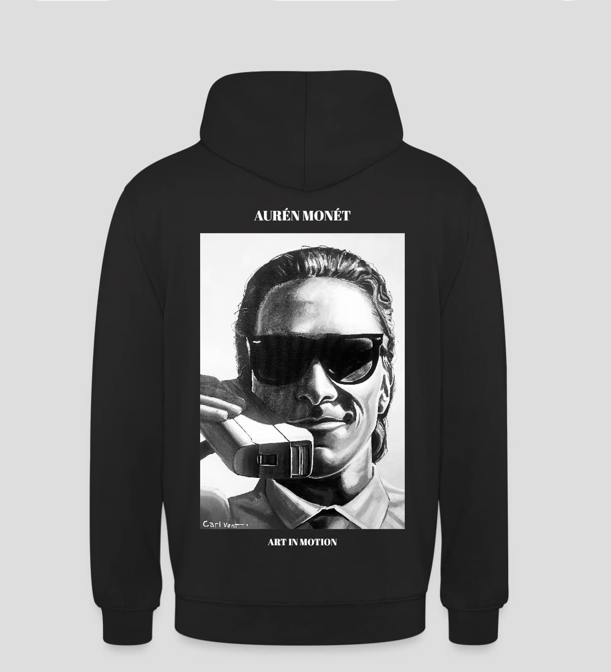 The CEO hoodie — black, black & white print