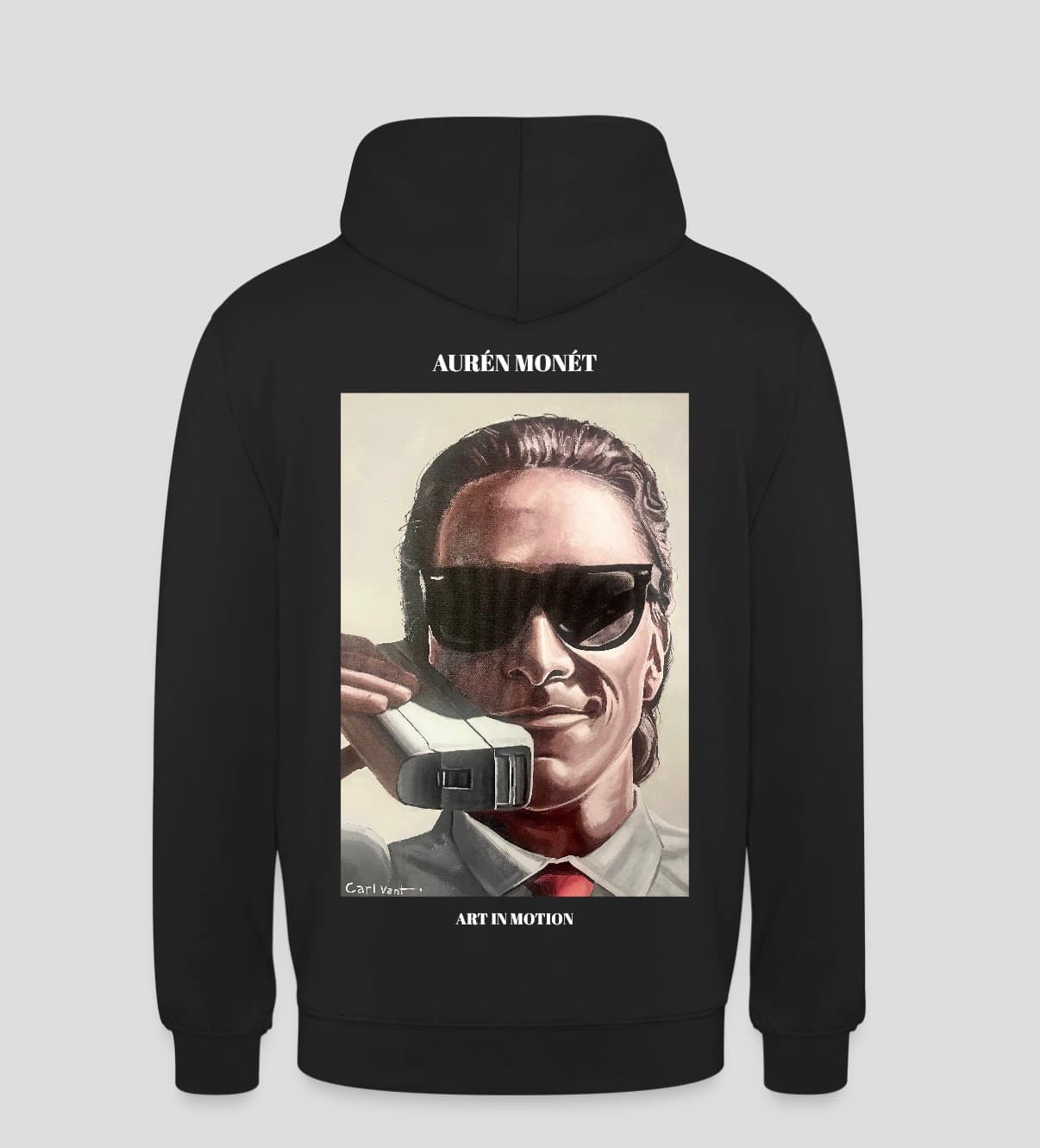 The CEO hoodie — black, full-color print